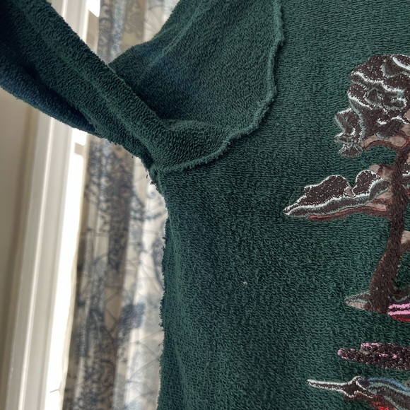 Coach Embroidered Green Crewneck Sweater with Zipper Pull - Picture 15 of 15